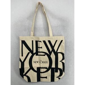 THE NEW YORKER Bag Womens M Tote Shoulder Canvas Cotton Magazine Reusable Beige